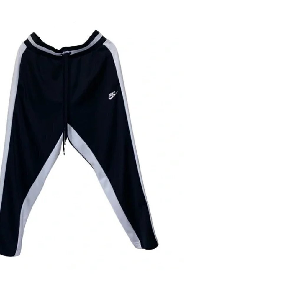 Nike Air Sportswear Track Pants Mens Loose Straight Leg Black White Size Medium